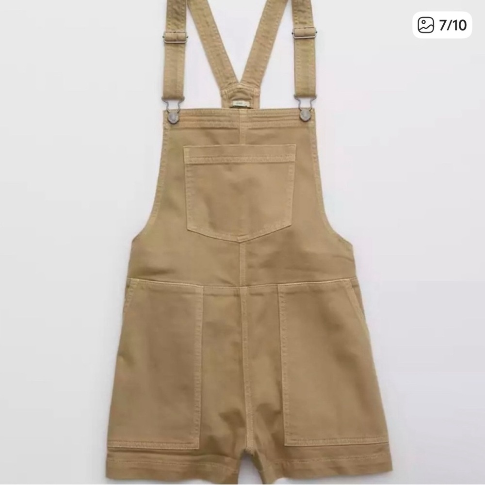 Aerie Olive Green Overalls with Metal Button Size S